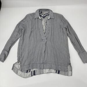 FREE PEOPLE Striped Deep V-Neck Mid-weight Pullover Shirt Women's Sz S